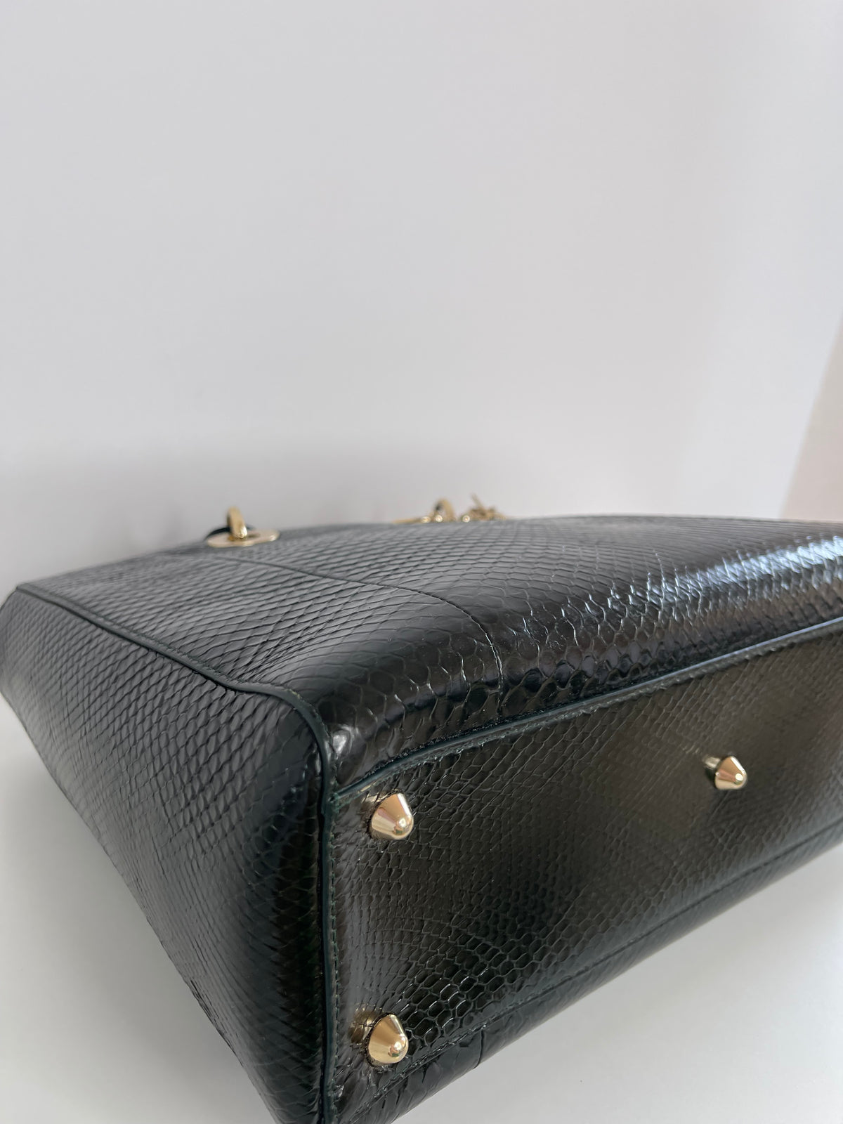 Christian Dior Limited Edition Large Lady Dior Black Python Bag