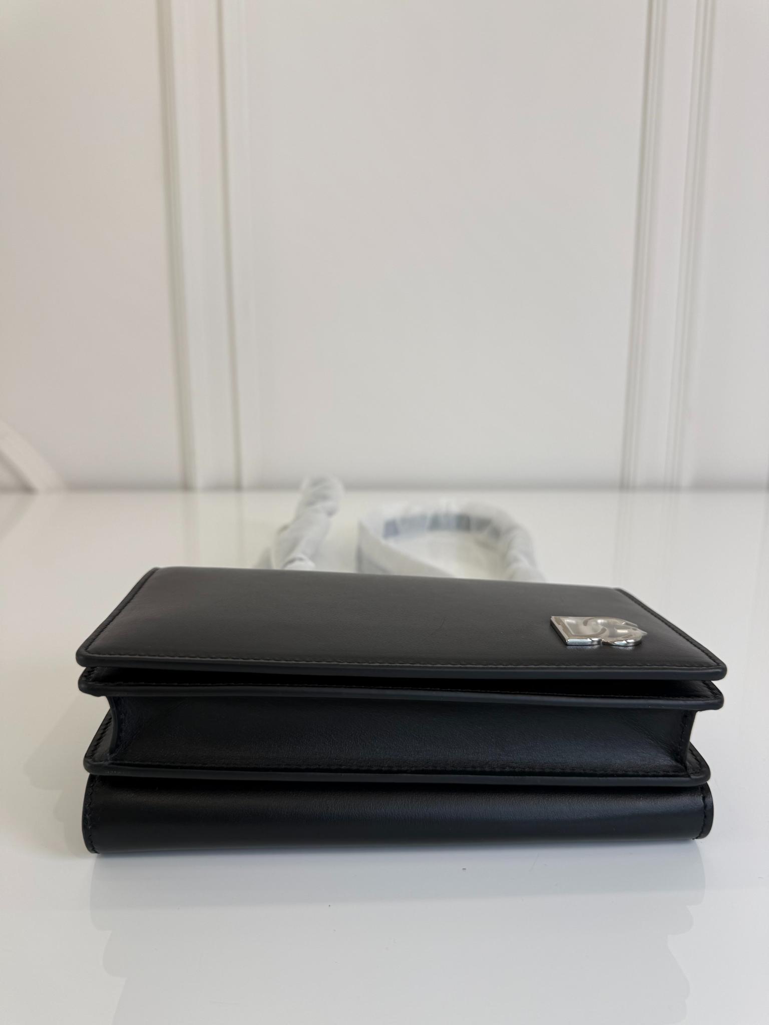 Dolce Gabbana DG Logo Black Leather Crossbody Bag