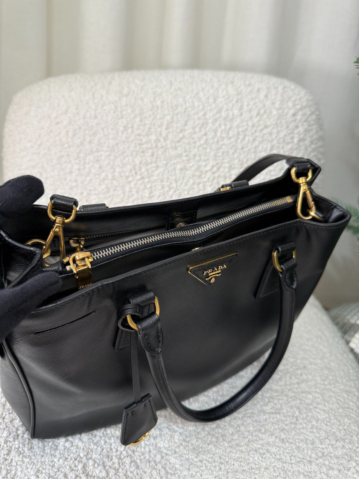 Prada Galleria Medium Black Saffiano Tote Bag