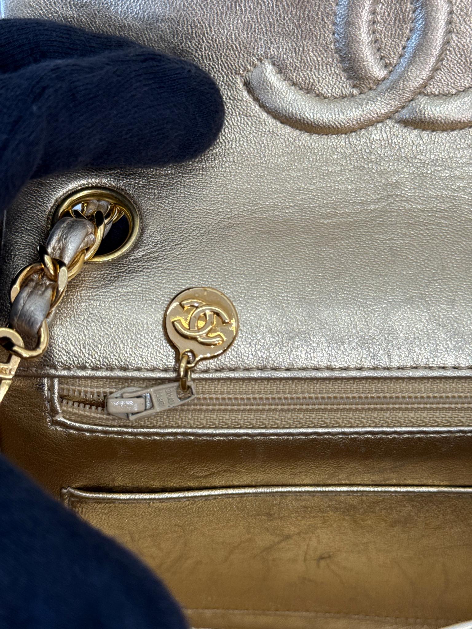 Chanel Vintage Classic Mini Square Metallic Gold Lambskin 24K Gold Plated