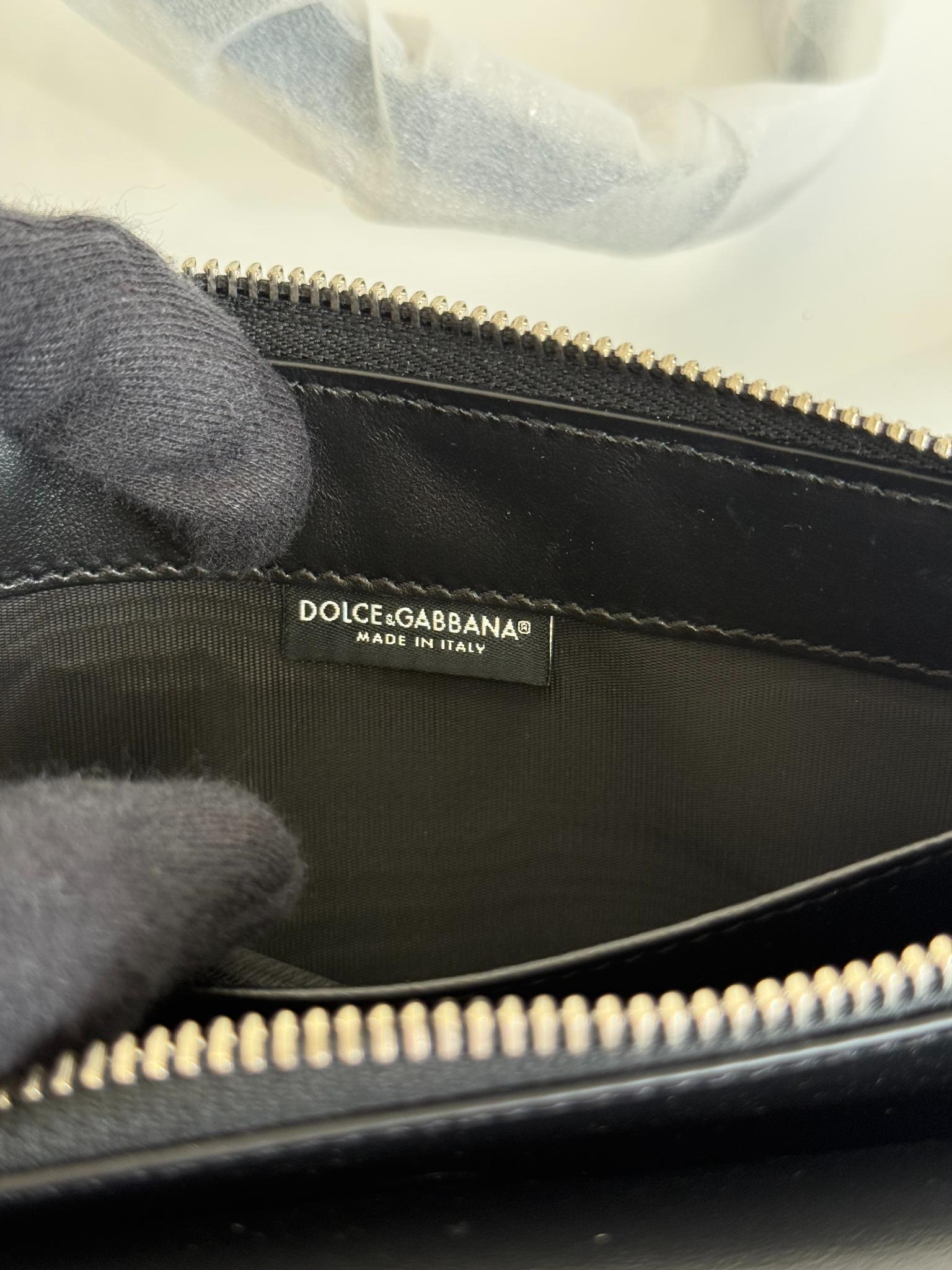 Dolce Gabbana DG Logo Black Leather Crossbody Bag