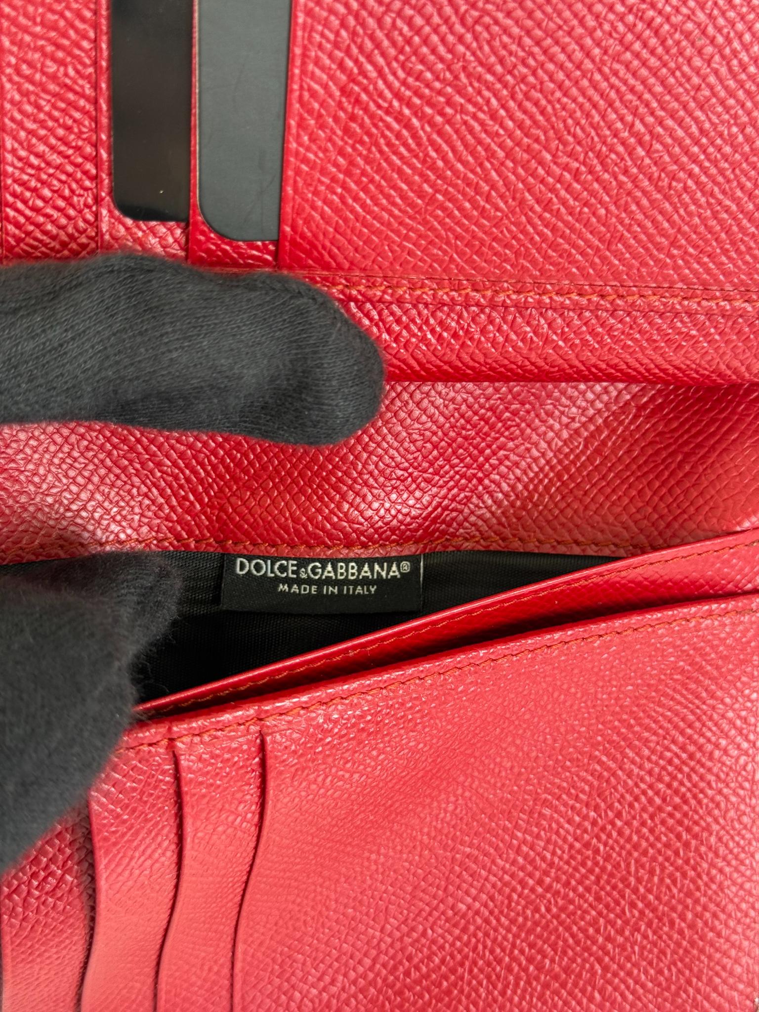 Dolce Gabbana Black/White Leather Floral Print Wallet