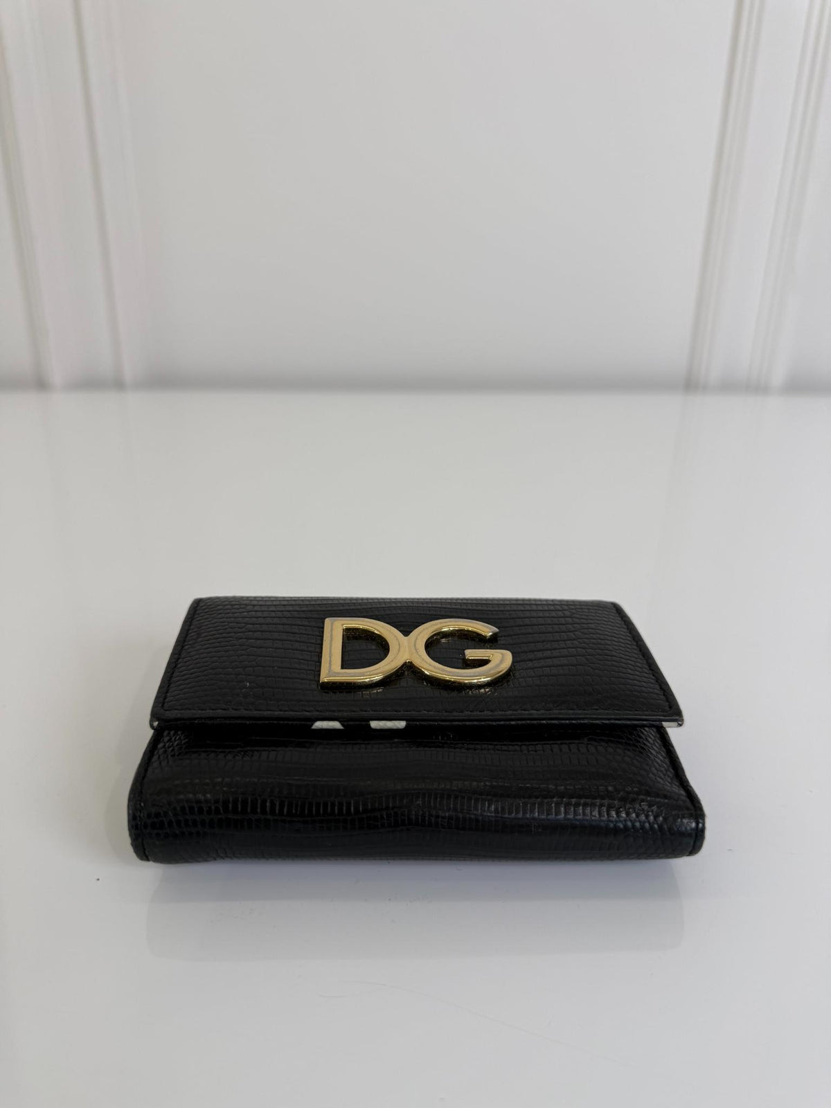 Dolce Gabbana Tri-fold Wallet Iguana Embossed Leather
