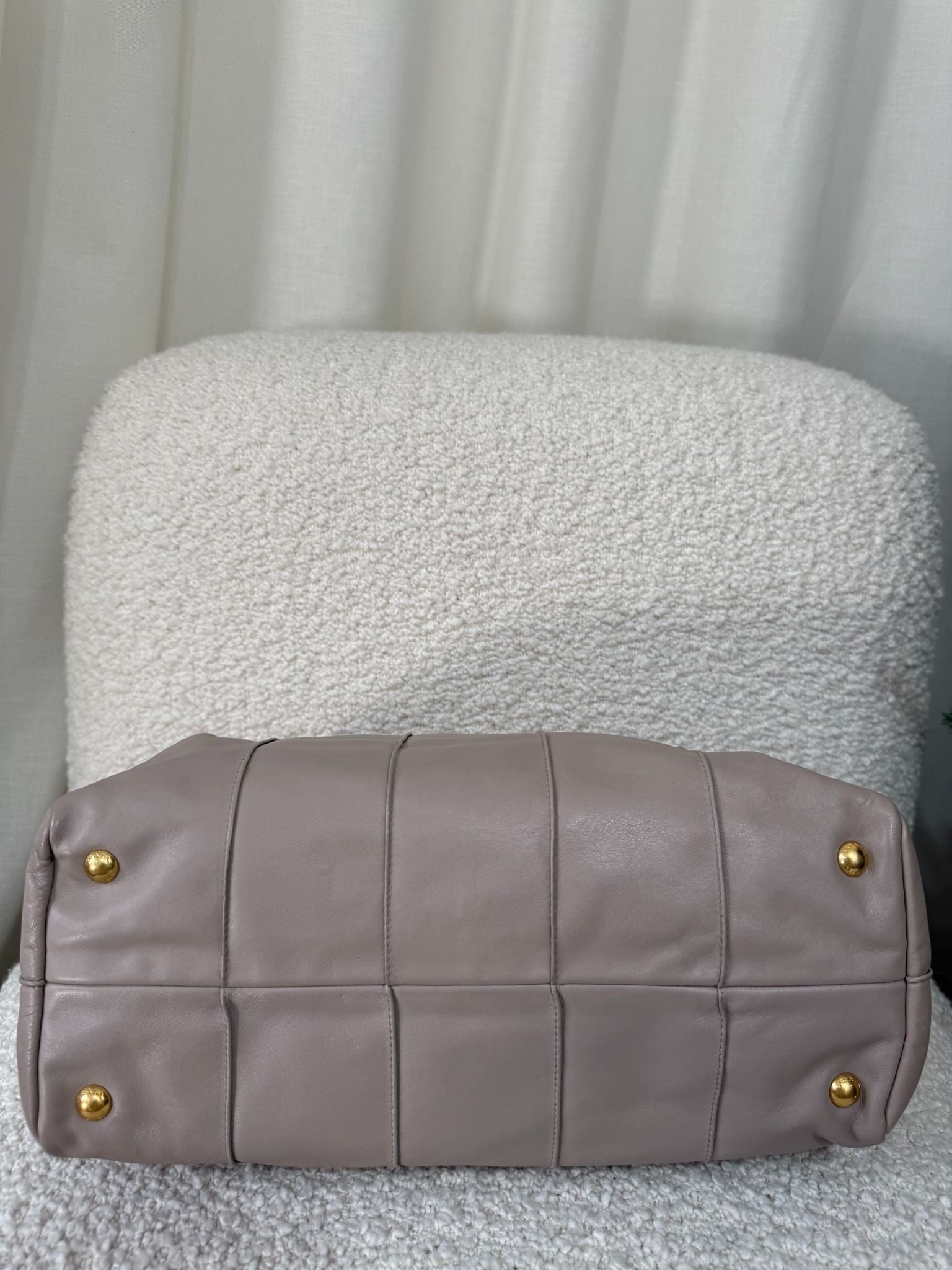 Prada Pomice Beige Soft Leather Shoulder Bag with Tortoiseshell Chain