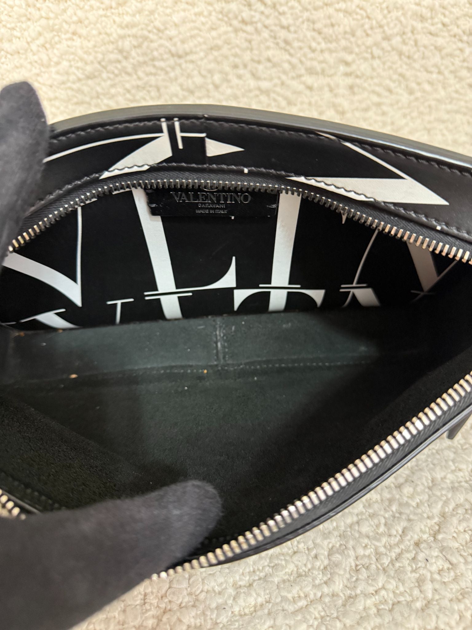 Valentino Garavani VLTN Men's Belt Bag Black/White Calfskin Leather