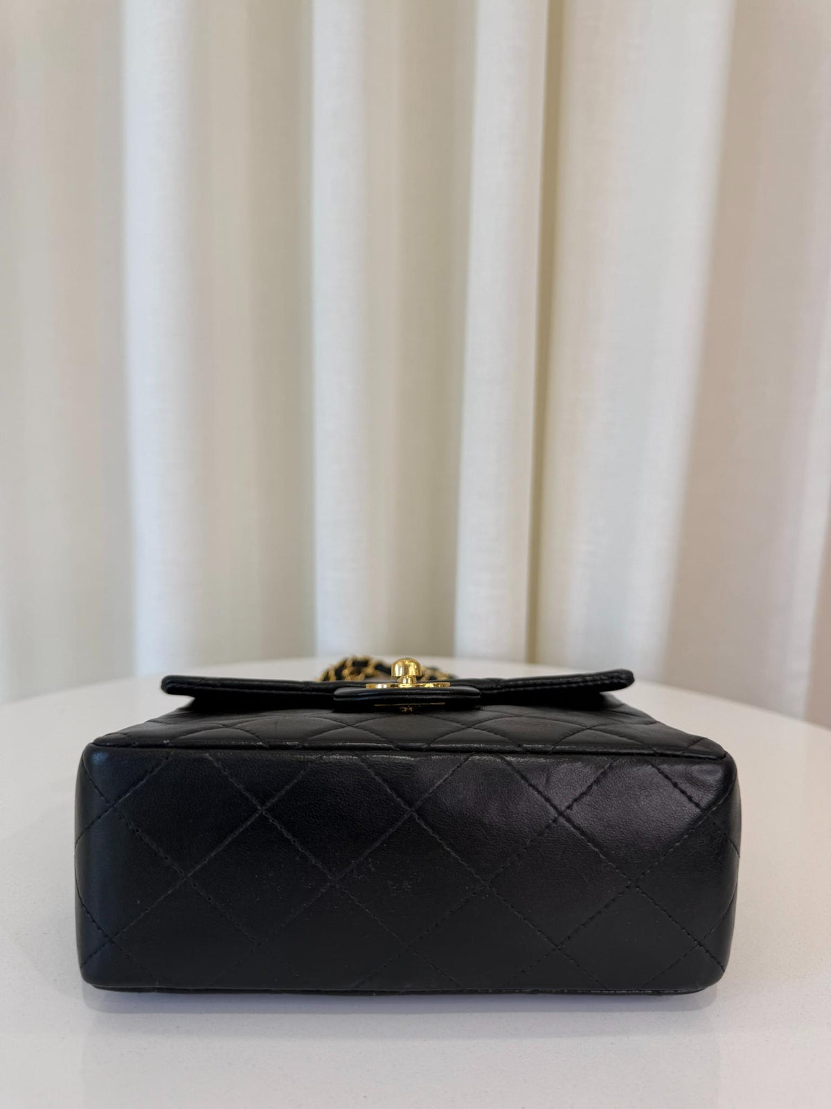 Chanel Classic Mini Square Black Quilted Lambskin Leather Flap Bag