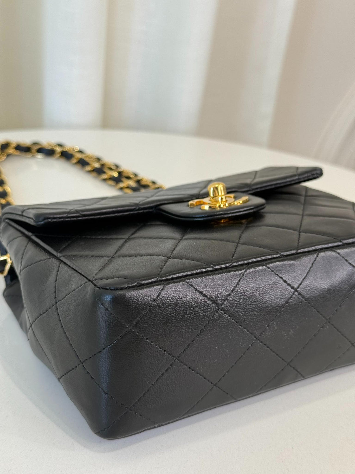Chanel Classic Mini Square Black Quilted Lambskin Leather Flap Bag