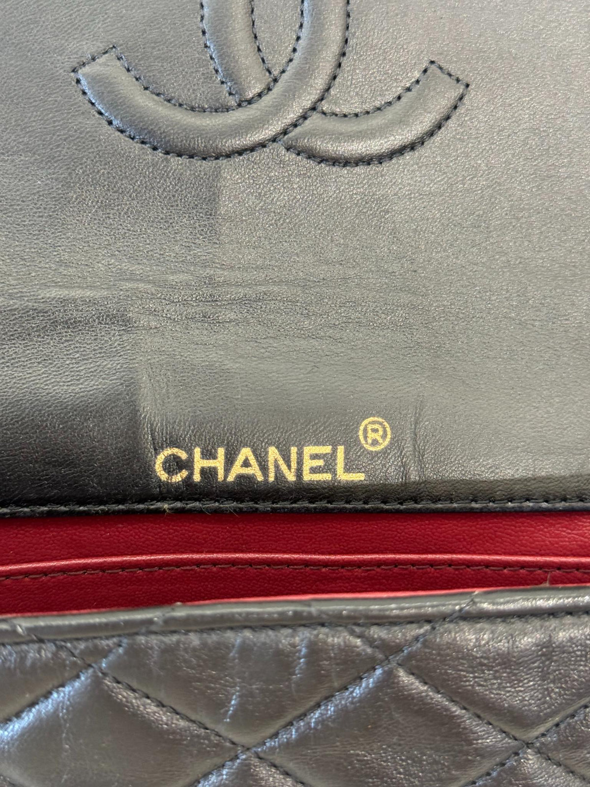 Chanel Coco Vintage Big CC Logo Black Lambskin Quilted Single Flap Bag