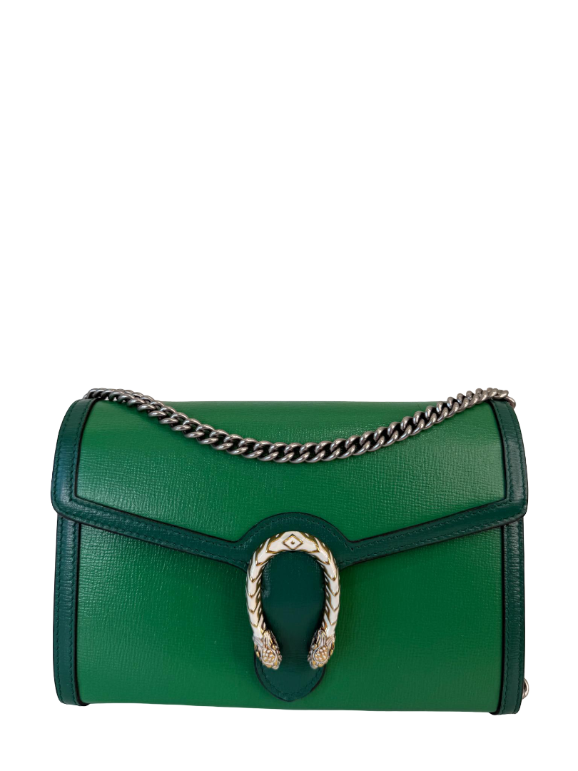 Gucci Azalea Calfskin Enamel Mini Dionysus Shoulder Bag Emerald