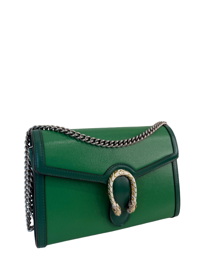 Gucci Azalea Calfskin Enamel Mini Dionysus Shoulder Bag Emerald