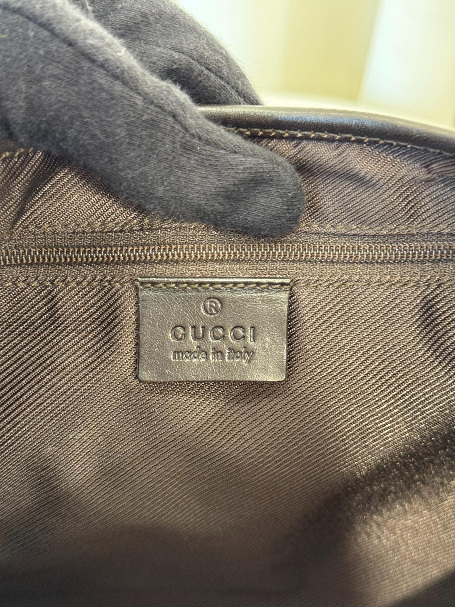 Gucci Monogram Web Jackie O Hobo Dark Brown