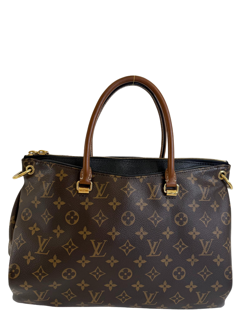 Louis Vuitton Pallas MM Black Leather and Monogram Canvas