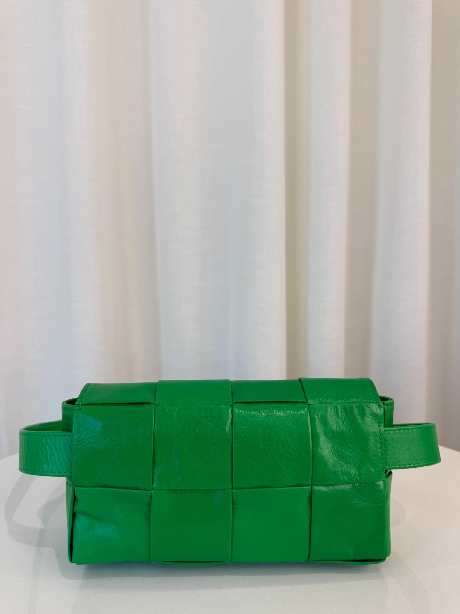 Bottega Veneta Cassette Mini Intreccio Parakeet Crossbody Bag