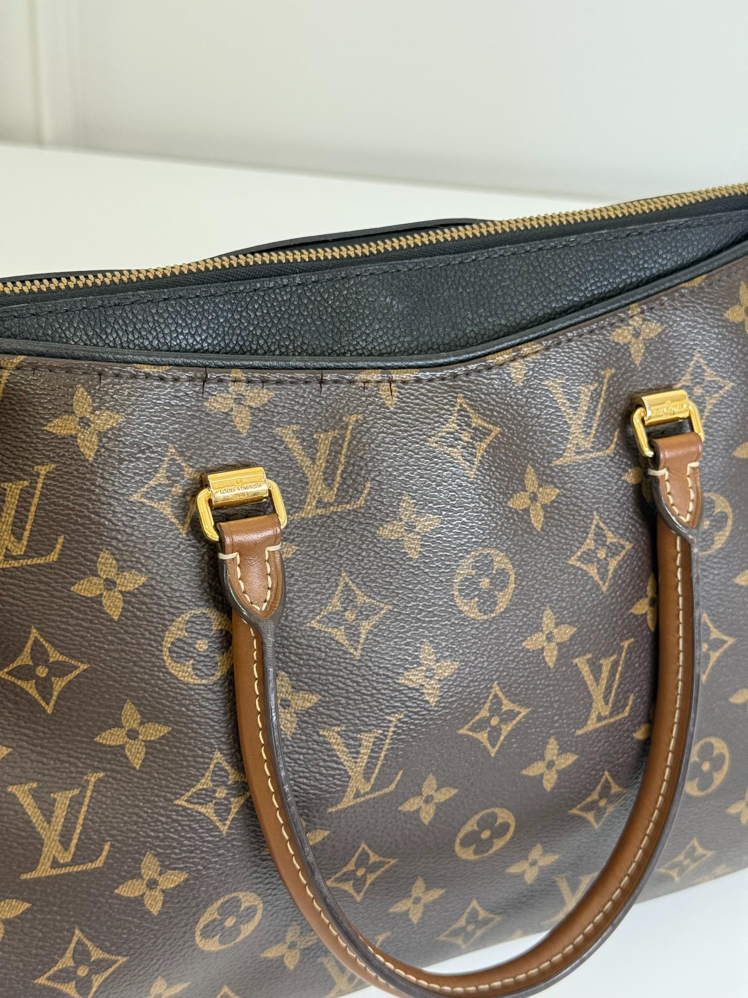 Louis Vuitton Pallas MM Black Leather and Monogram Canvas
