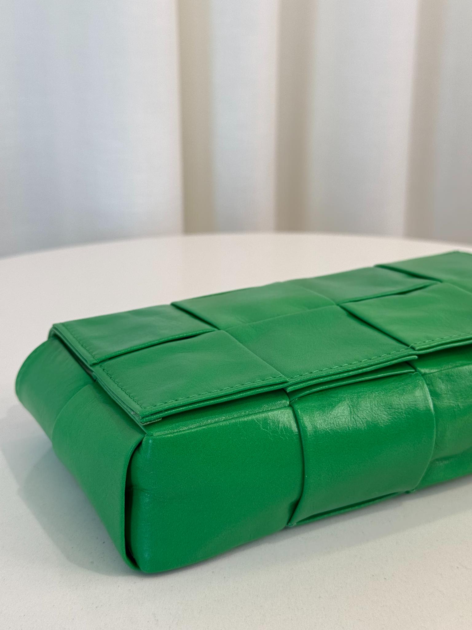 Bottega Veneta Cassette Mini Intreccio Parakeet Crossbody Bag