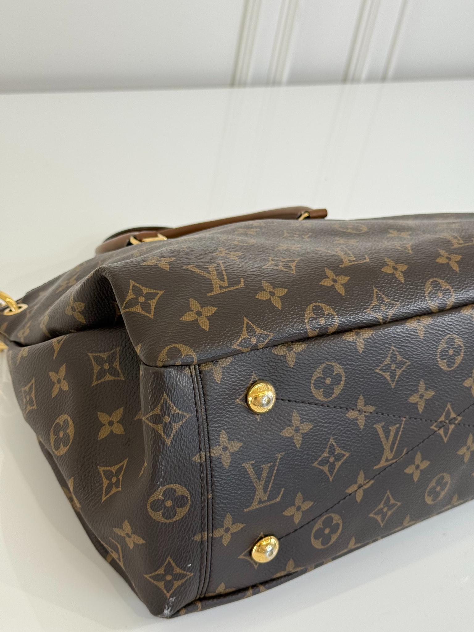 Louis Vuitton Pallas MM Black Leather and Monogram Canvas
