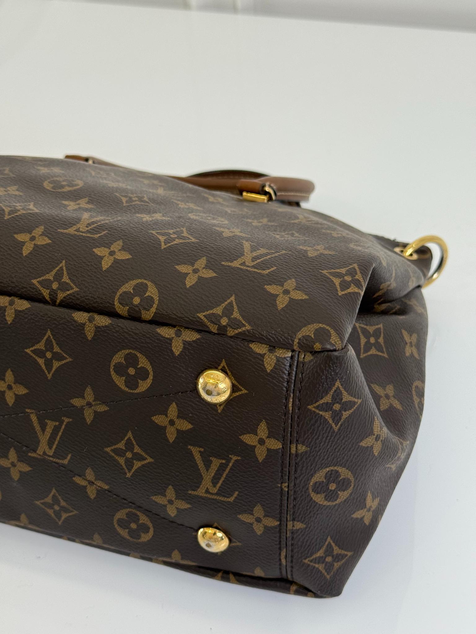 Louis Vuitton Pallas MM Black Leather and Monogram Canvas