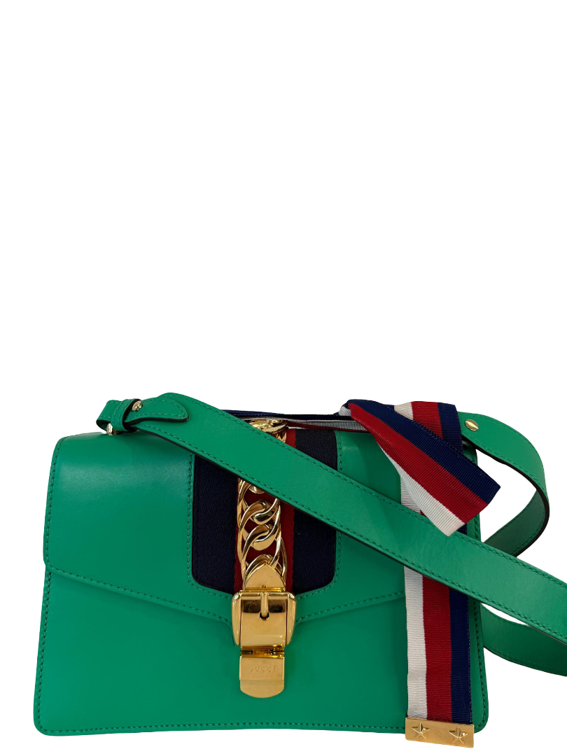 Gucci Green Web Chain Small Sylvie Shoulder Bag