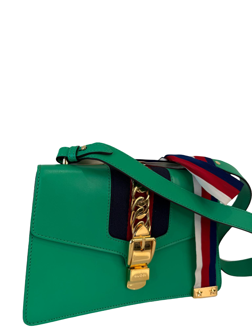 Gucci Green Web Chain Small Sylvie Shoulder Bag