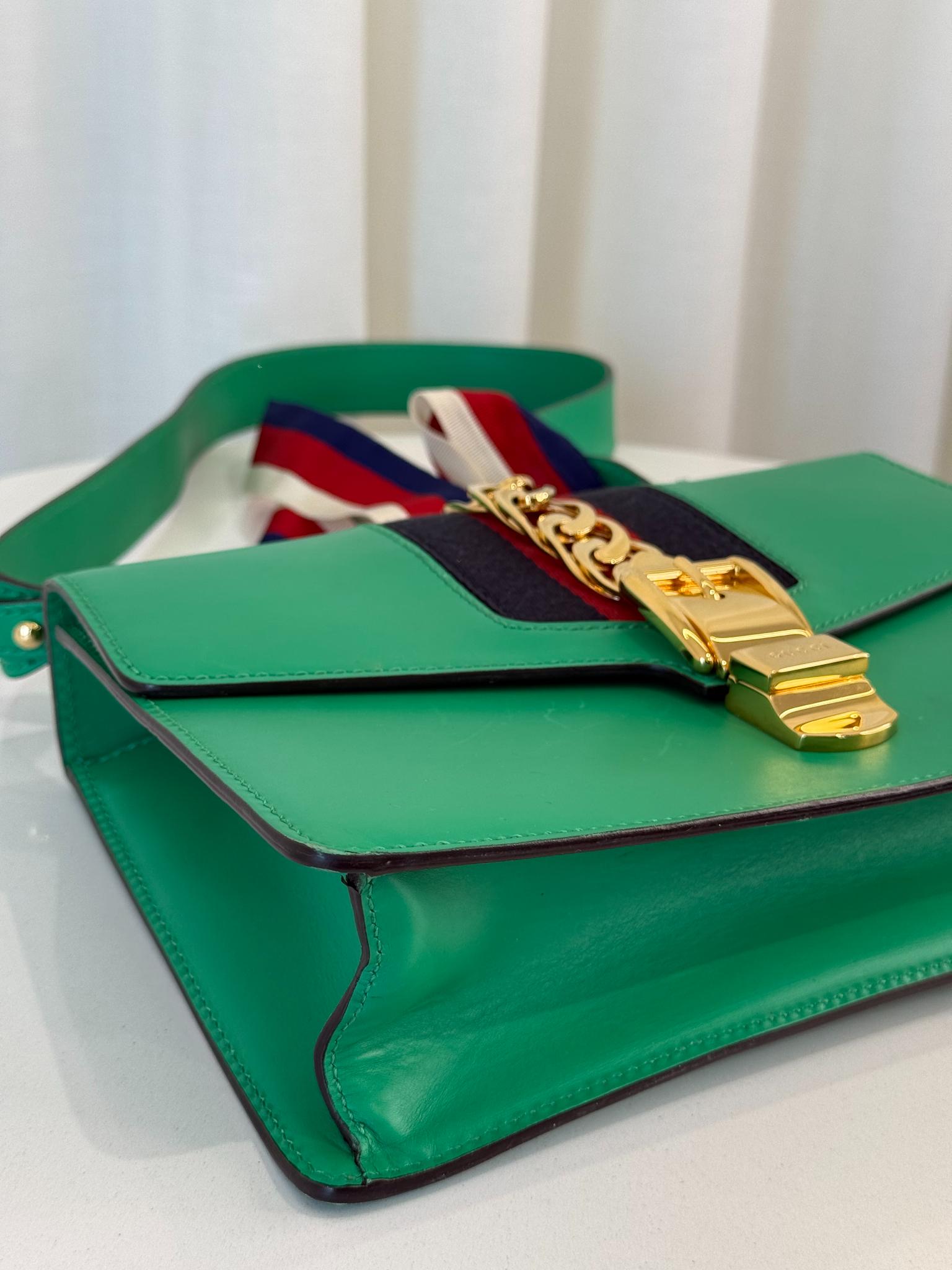 Gucci Green Web Chain Small Sylvie Shoulder Bag