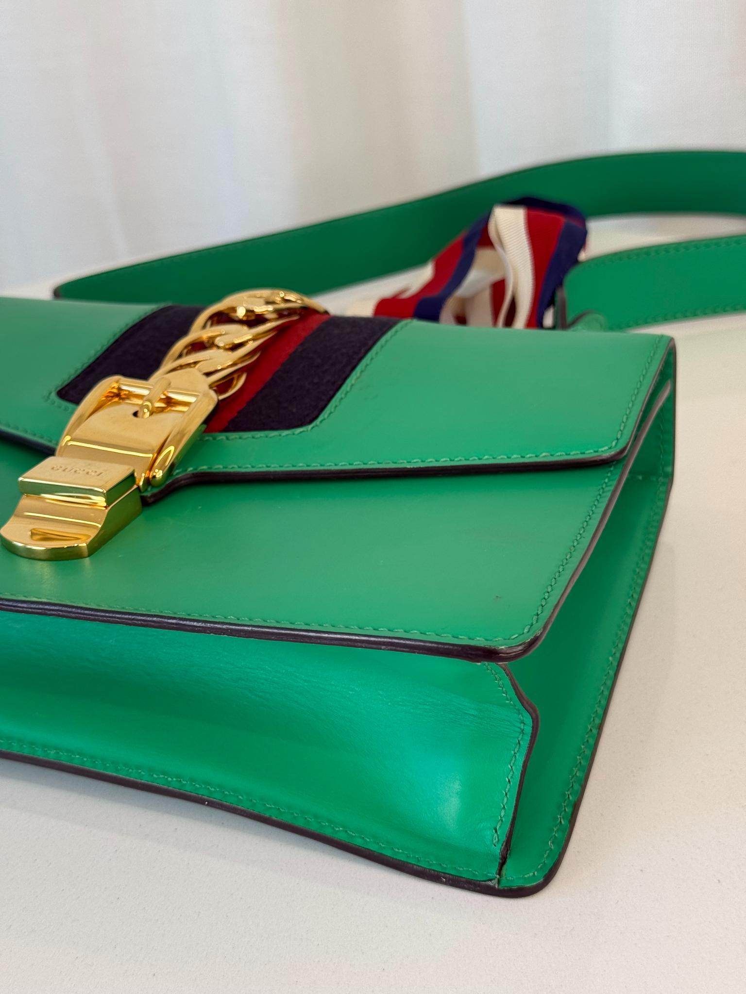 Gucci Green Web Chain Small Sylvie Shoulder Bag