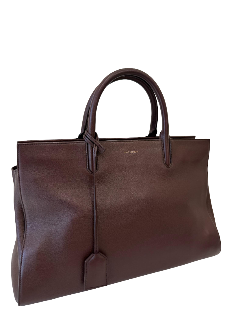 Saint Laurent Burgundy Leather Rive Gauche Cabas Tote