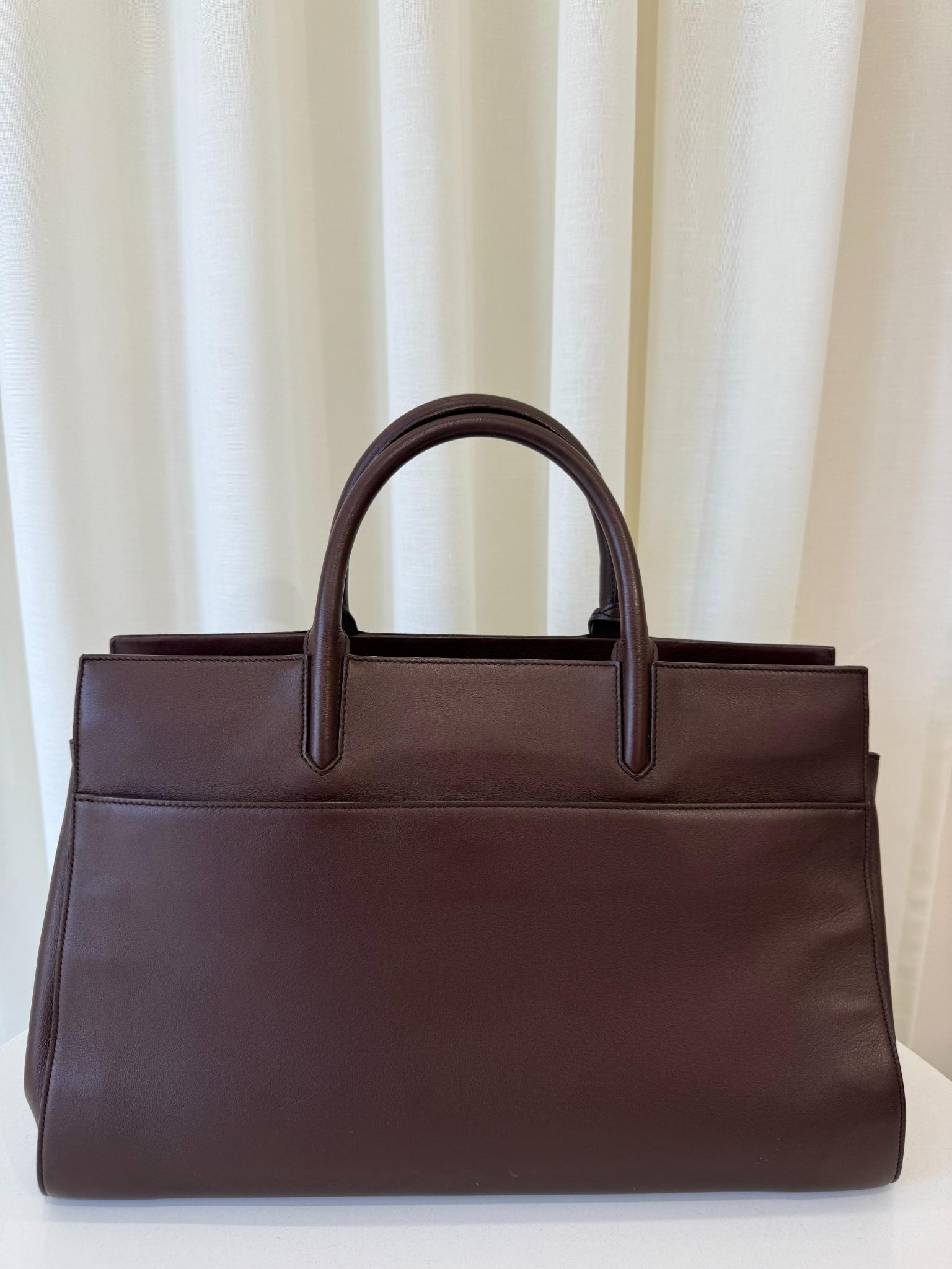Saint Laurent Burgundy Leather Rive Gauche Cabas Tote