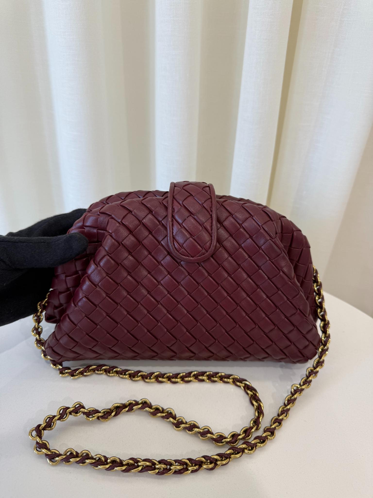 Bottega Veneta Small Lauren 1980 Intrecciato Leather Clutch Barolo