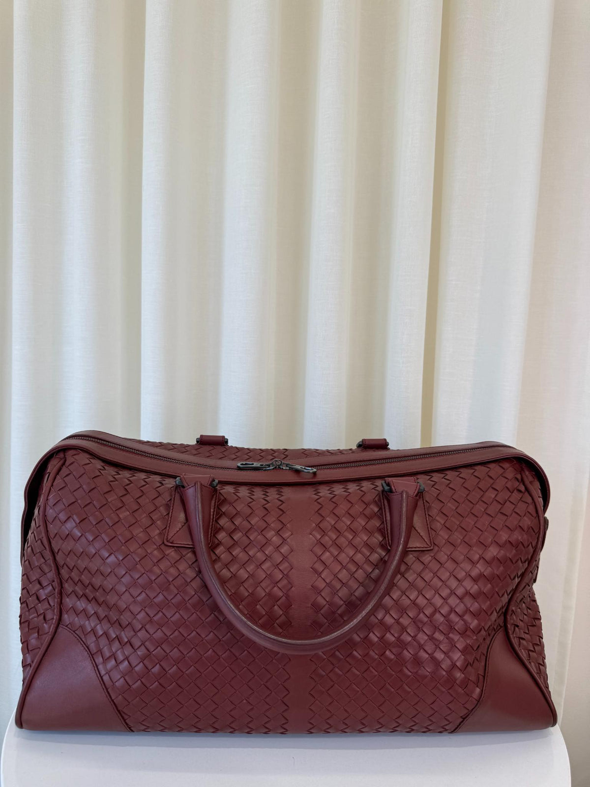 Bottega Veneta Intrecciato Leather Duffle Bag Barolo