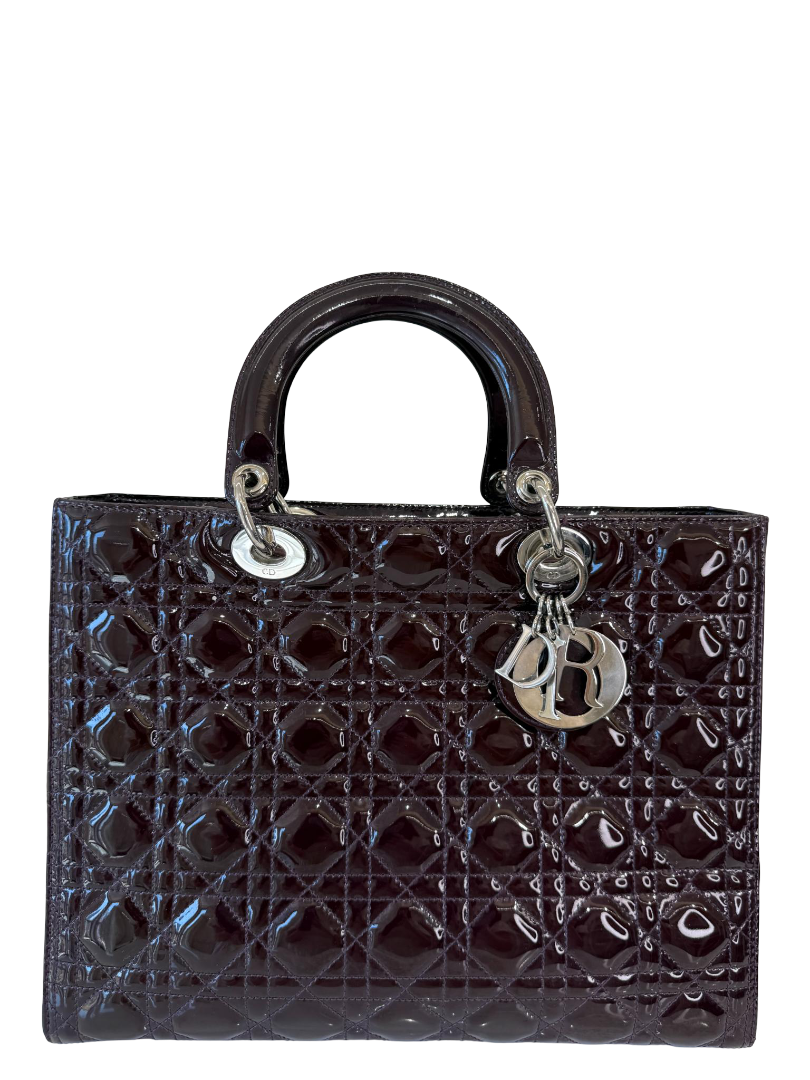 Christian Dior Burgund Patent Leather Lady Dior Large