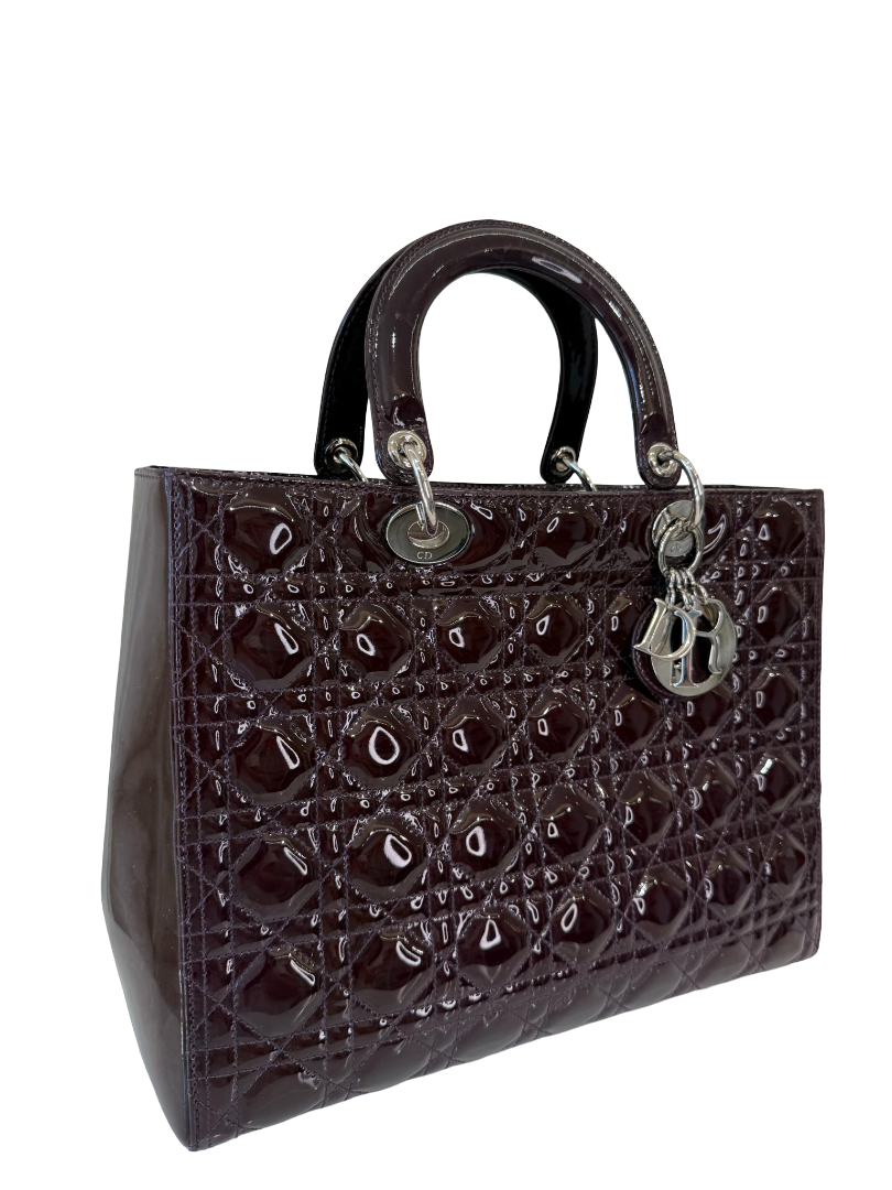 Christian Dior Burgund Patent Leather Lady Dior Large
