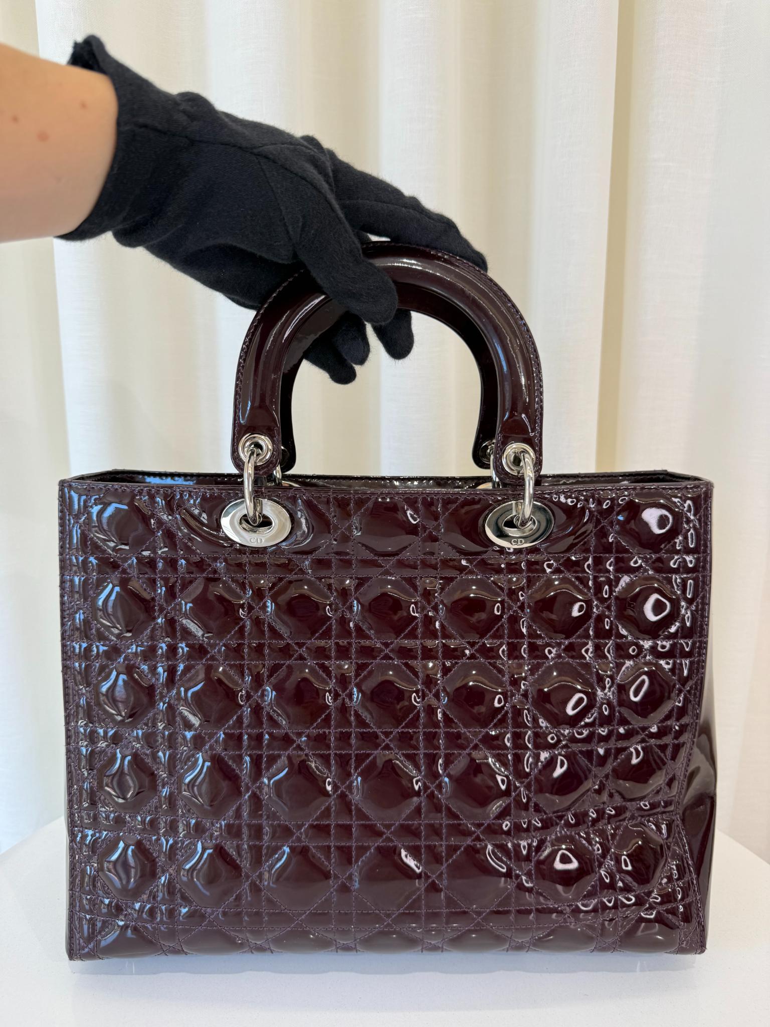 Christian Dior Burgund Patent Leather Lady Dior Large