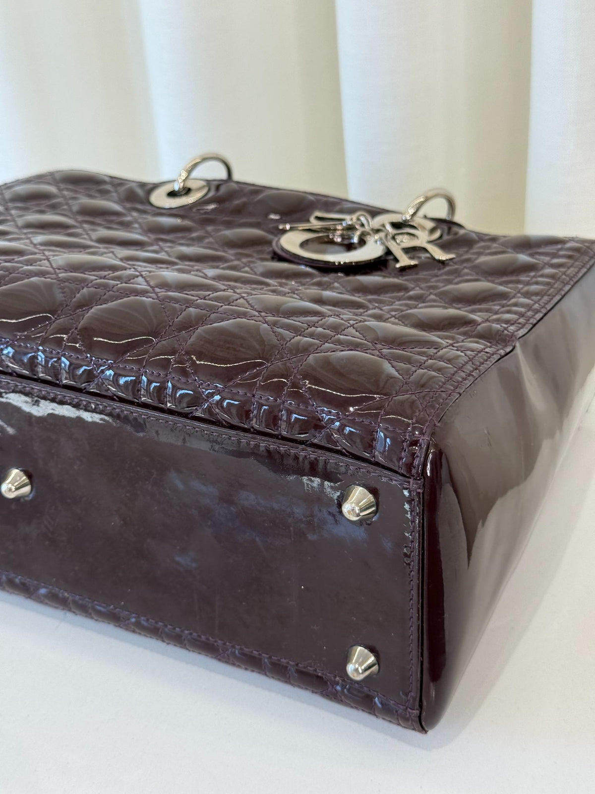 Christian Dior Burgund Patent Leather Lady Dior Large