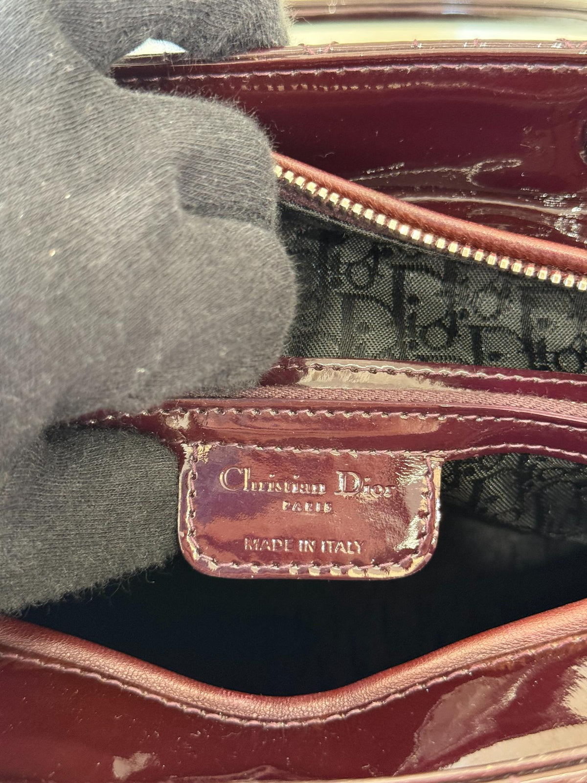Christian Dior Burgund Patent Leather Lady Dior Large