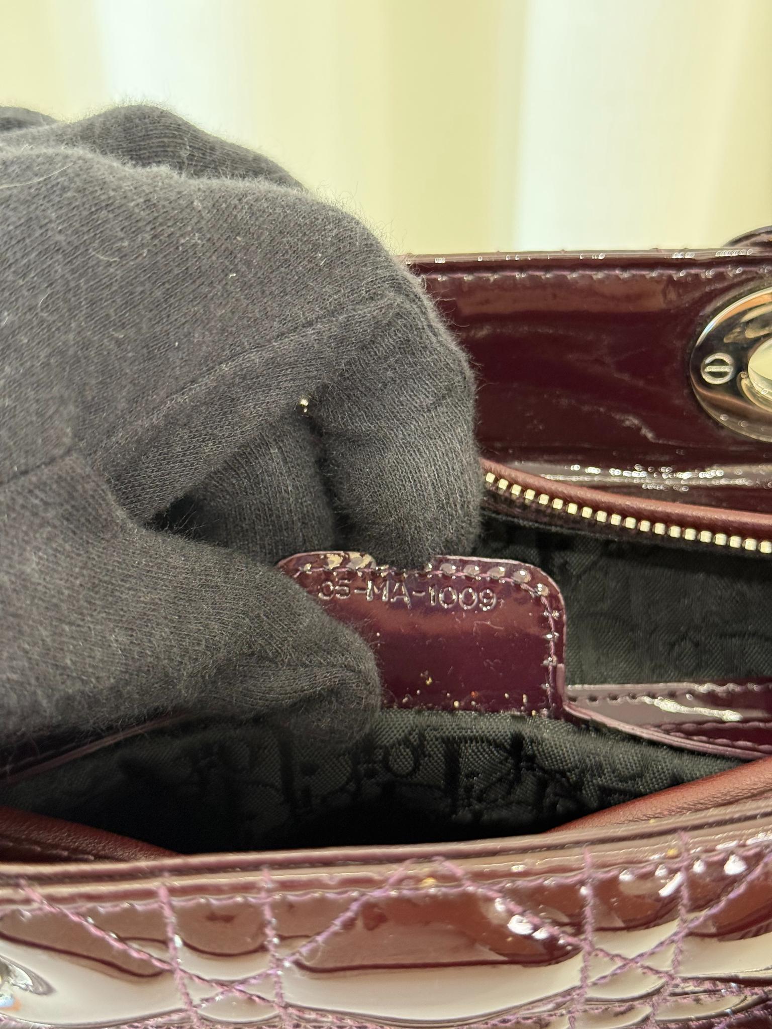 Christian Dior Burgund Patent Leather Lady Dior Large