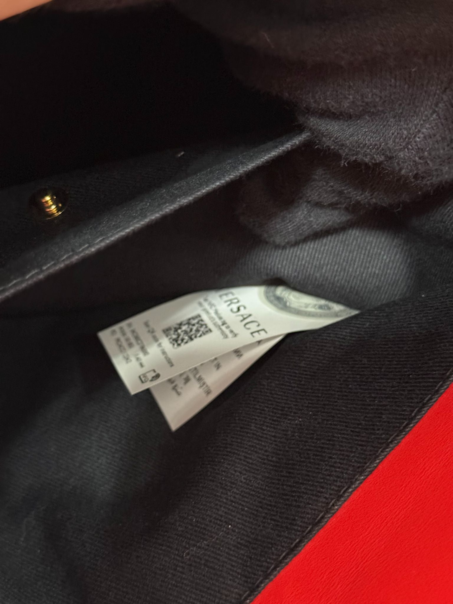 Versace Blue/Red Coated Canvas Calfskin La Greca Signature Tote Bag