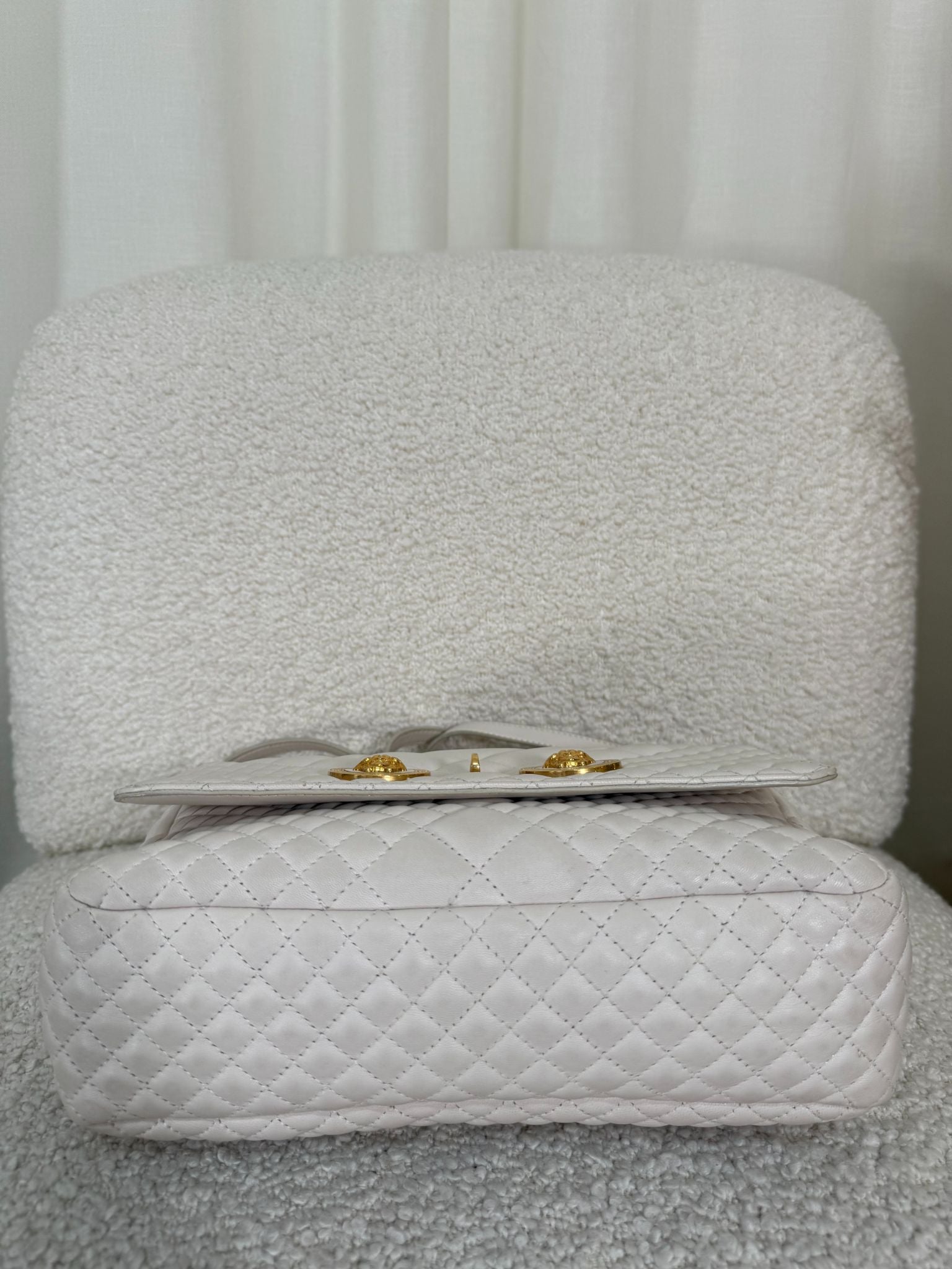 Versace La Medusa White Quilted Leather Crossbody Bag