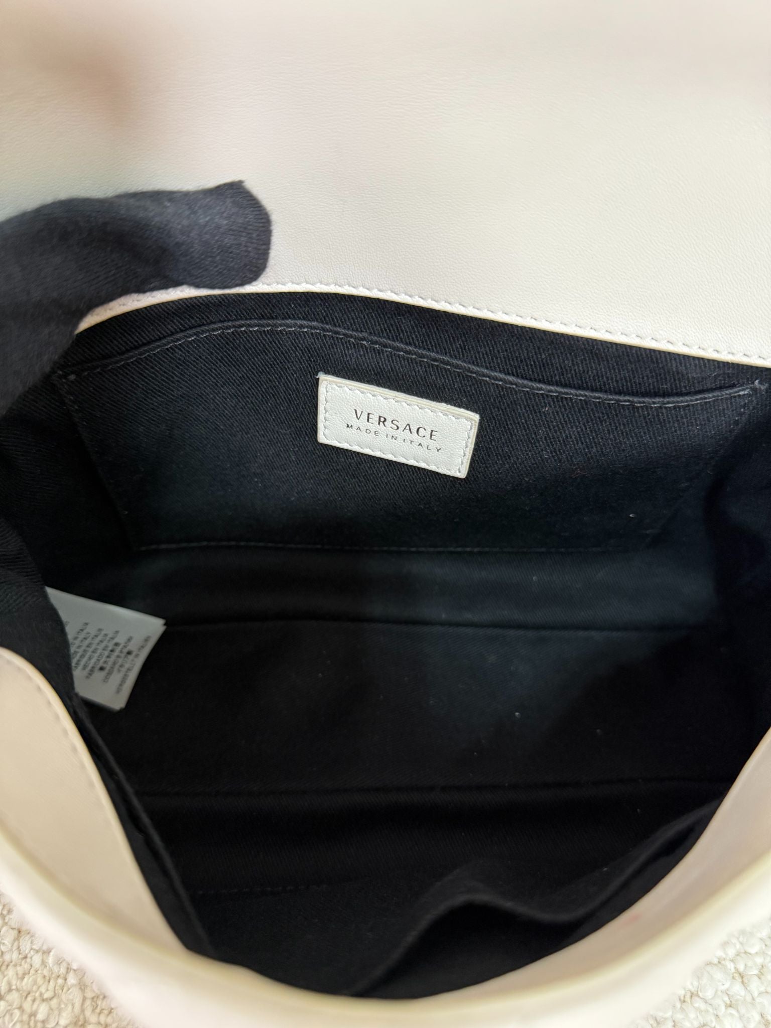 Versace La Medusa White Quilted Leather Crossbody Bag