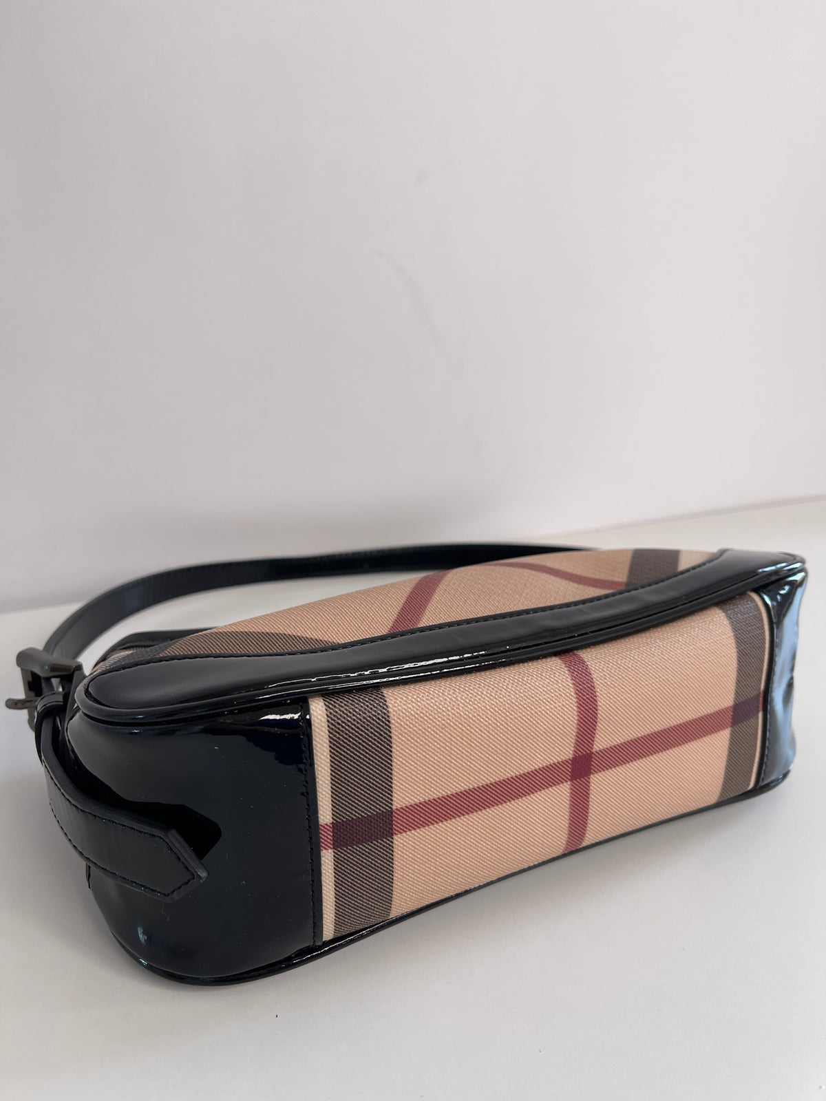 Burberry Nova Check Black Patent Leather Pochette