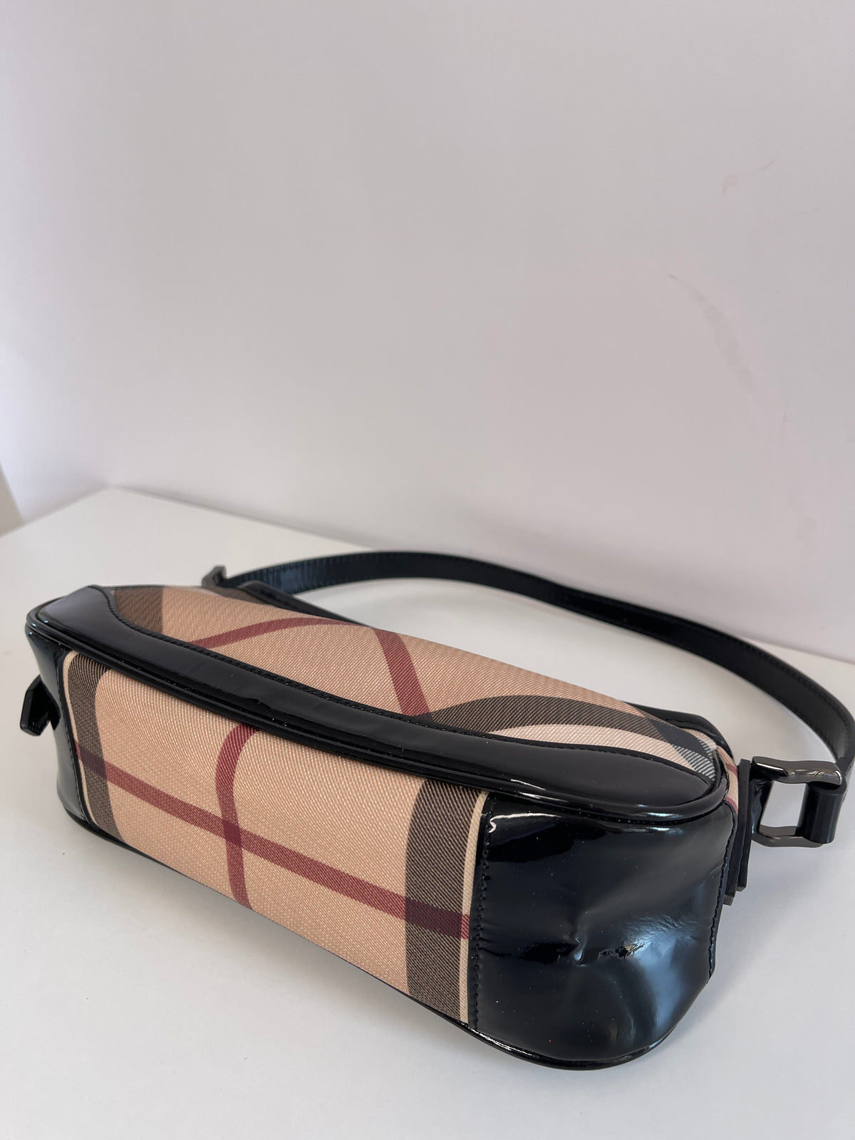 Burberry Nova Check Black Patent Leather Pochette