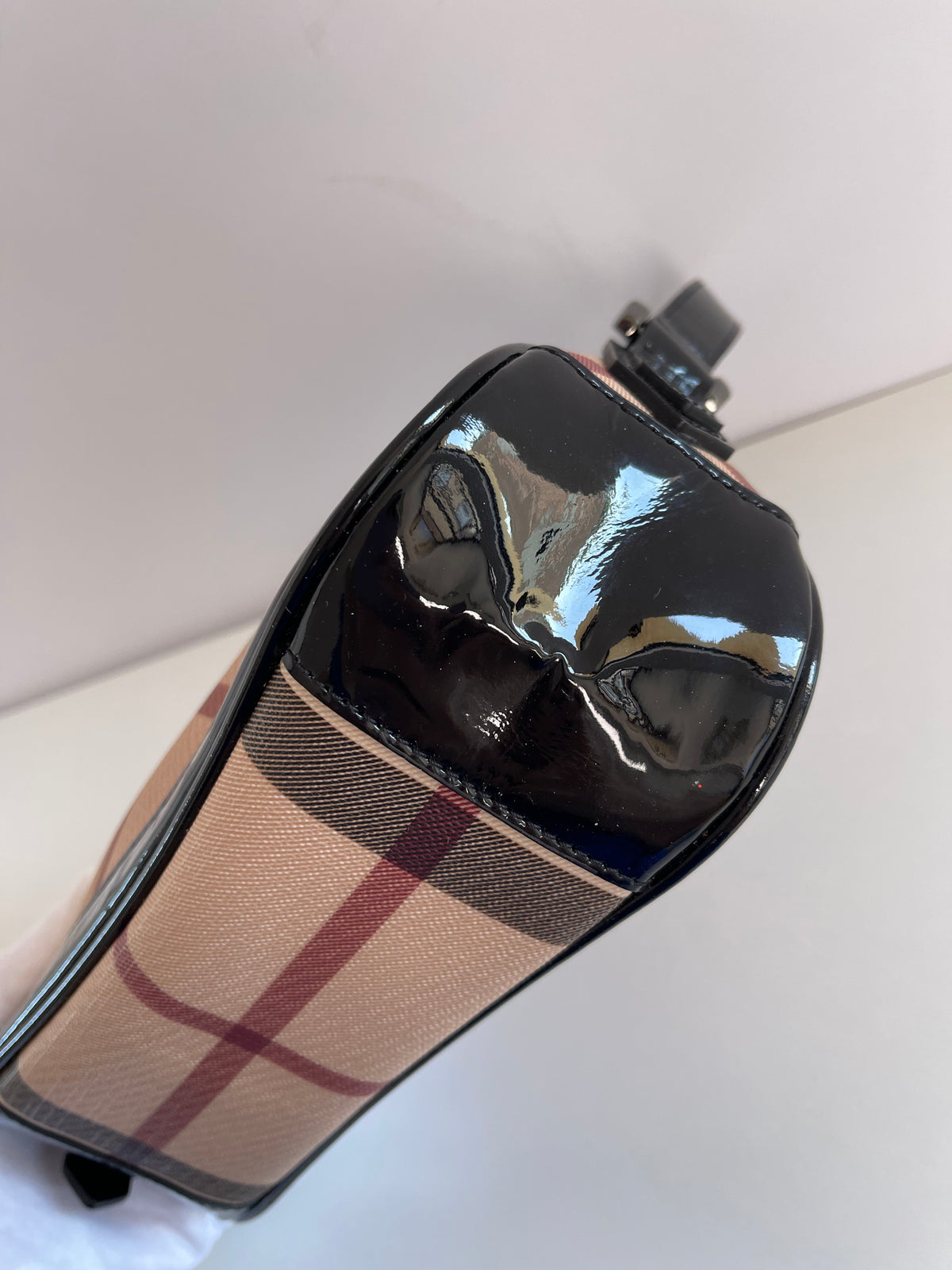 Burberry Nova Check Black Patent Leather Pochette