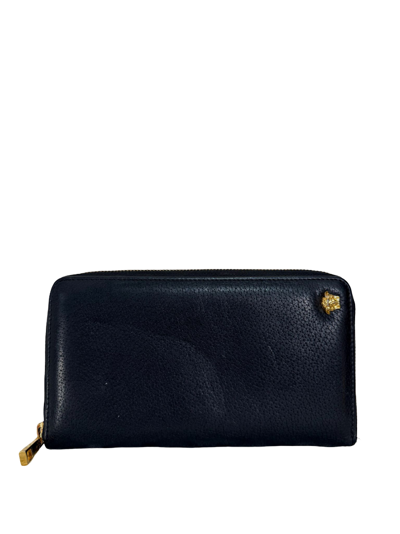 Versace La Medusa Black Calf Leather Long Wallet