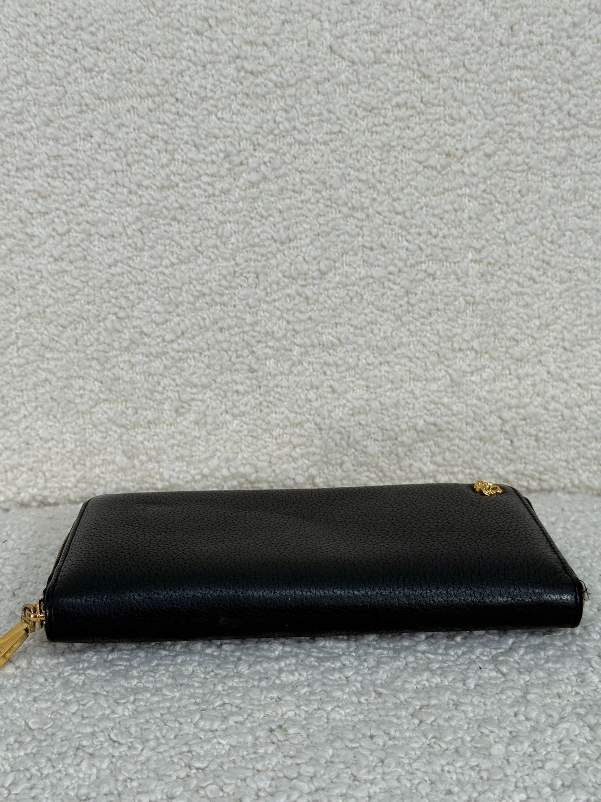 Versace La Medusa Black Calf Leather Long Wallet