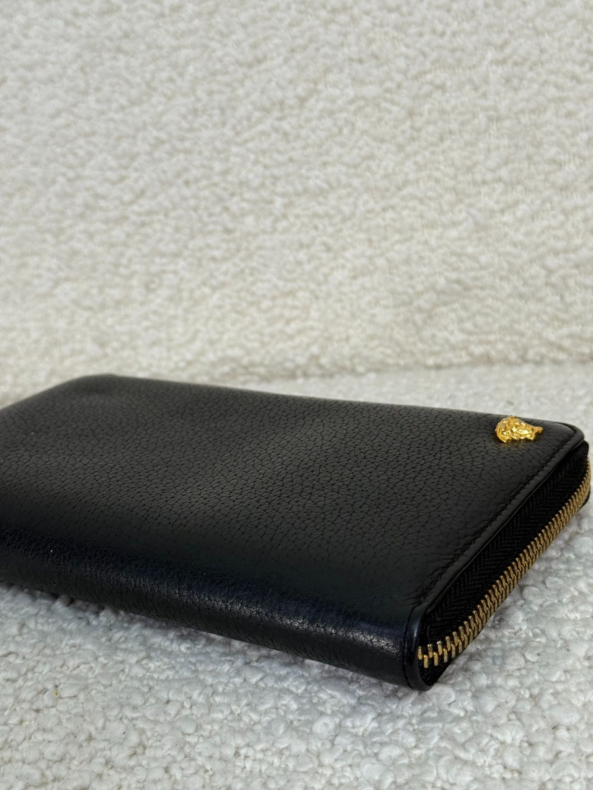Versace La Medusa Black Calf Leather Long Wallet