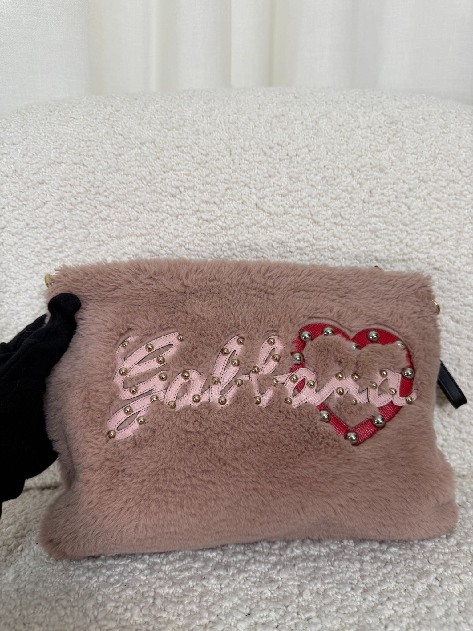 Dolce Gabbana Cleo Embellished Faux Fur Pouch
