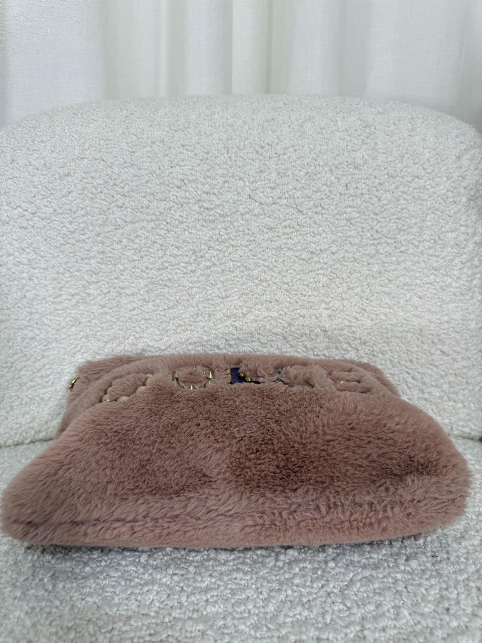 Dolce Gabbana Cleo Embellished Faux Fur Pouch