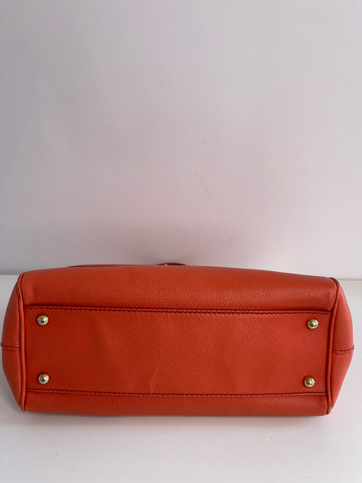 Dolce Gabbana Medium Miss Sicily Orange Leather Top Handle Bag