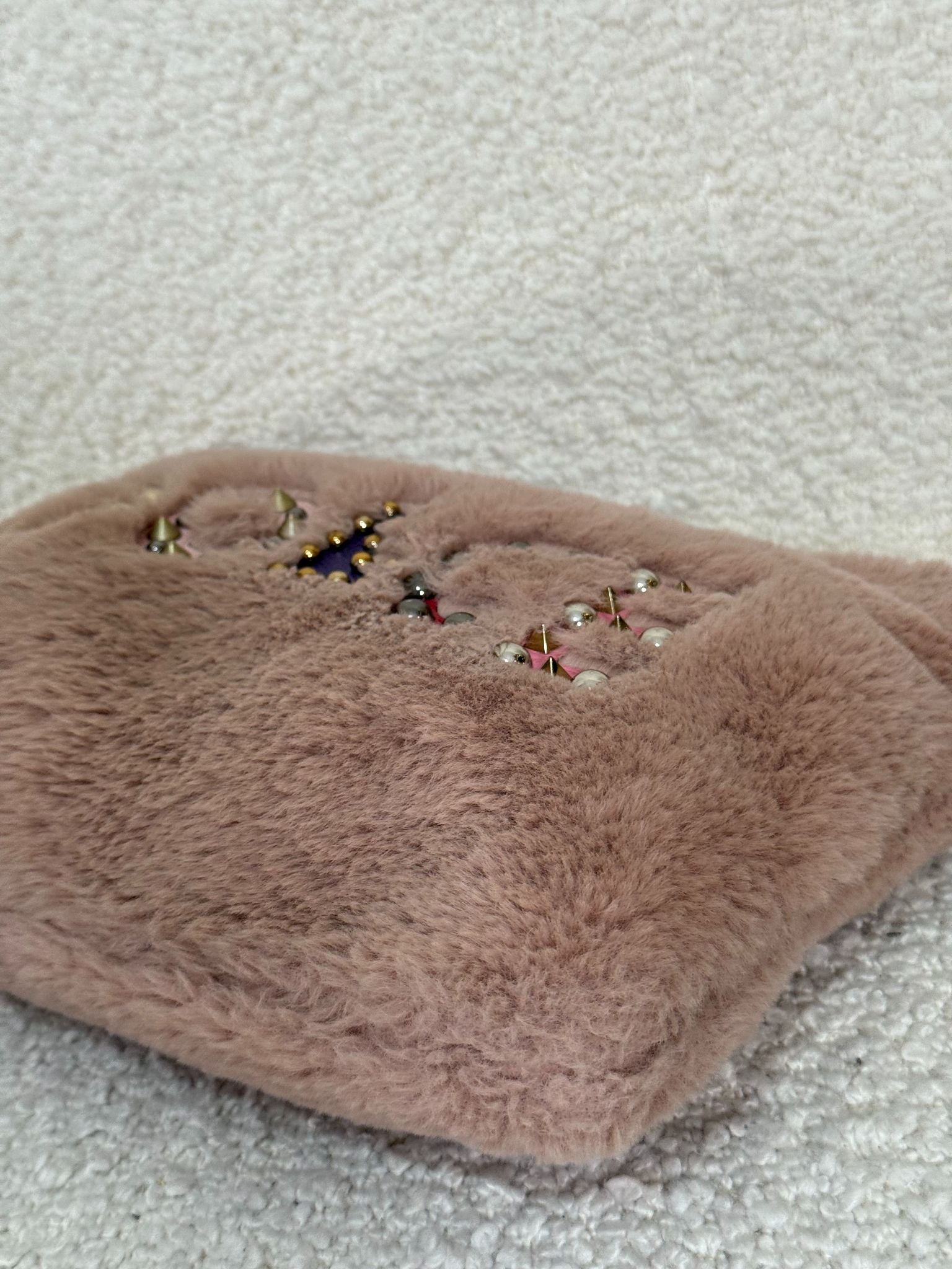 Dolce Gabbana Cleo Embellished Faux Fur Pouch