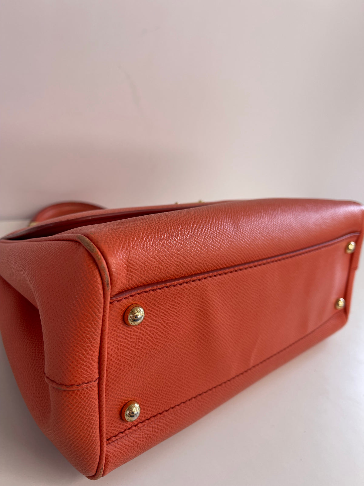 Dolce Gabbana Medium Miss Sicily Orange Leather Top Handle Bag