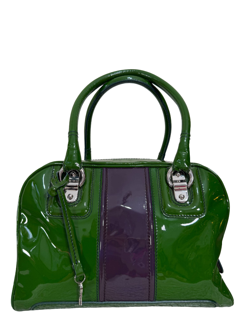 Dolce Gabbana Lily Glam Green Patent Leather Shoulder Bag